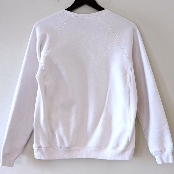 Y2K White Crewneck IZOD Cozy Sweatshirt Sweater Rhinestone Glitter Text Size S - Picture 5 of 6
